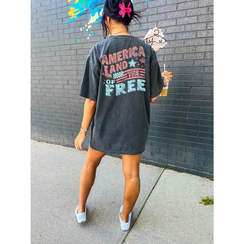 America Land of The Free T-shirt, Distressed America Shirt, USA Flag Shirt, Stars and Stripes Shirt, Fourth of July Gift...