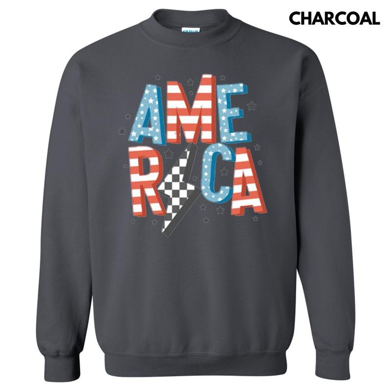 America Lightning Bolt Sweatshirt T-Shirts, Hoodie | RetroVerseTees.com