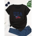American Flag Graphic Casual Sports T-shirts, USA Letter Fashion Round Neck Short Sleeve Tops For Women, Women'WB shield...