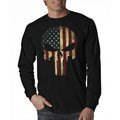 American Flag Patriotic Skull Tactical Long Sleeve Men's T-Shirt Hoodie, Sweatshirt | RetroVerseTees.com