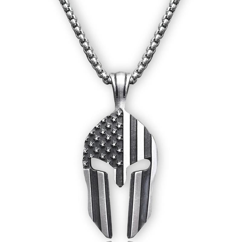 American Flag Patriotic Spartan Warrior Necklace for Men T-Shirts, Hoodie, Sweatshirt | RetroVerseTees.com