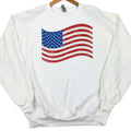American Flag Sequin Patch Sweatshirt -- WHITE T-Shirts, Hoodie | RetroVerseTees.com
