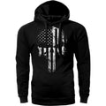 American Flag Skull Hoodie Sweatshirt - Black Cotton with Hood, Front Pocket, and Skull Print Design T-Shirts