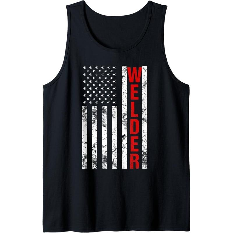 American Flag Welder Tank Top T-Shirts, Hoodie, Sweatshirt | RetroVerseTees.com