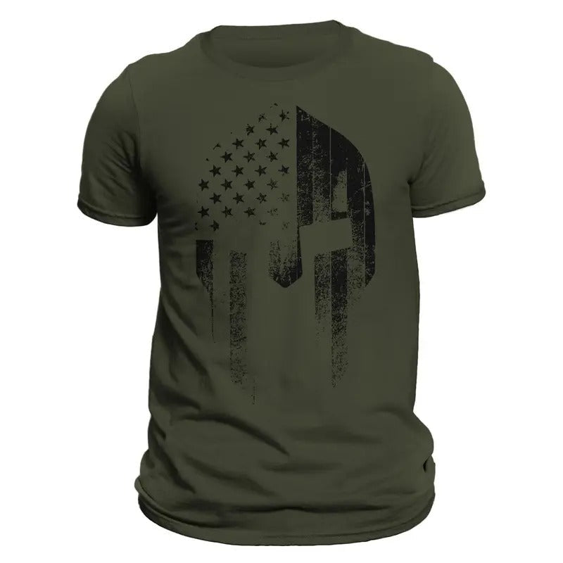 American Spartan Black 2.1 USA Patriotic Men's T-Shirt Casual Classic Hoodie, Sweatshirt | RetroVerseTees.com
