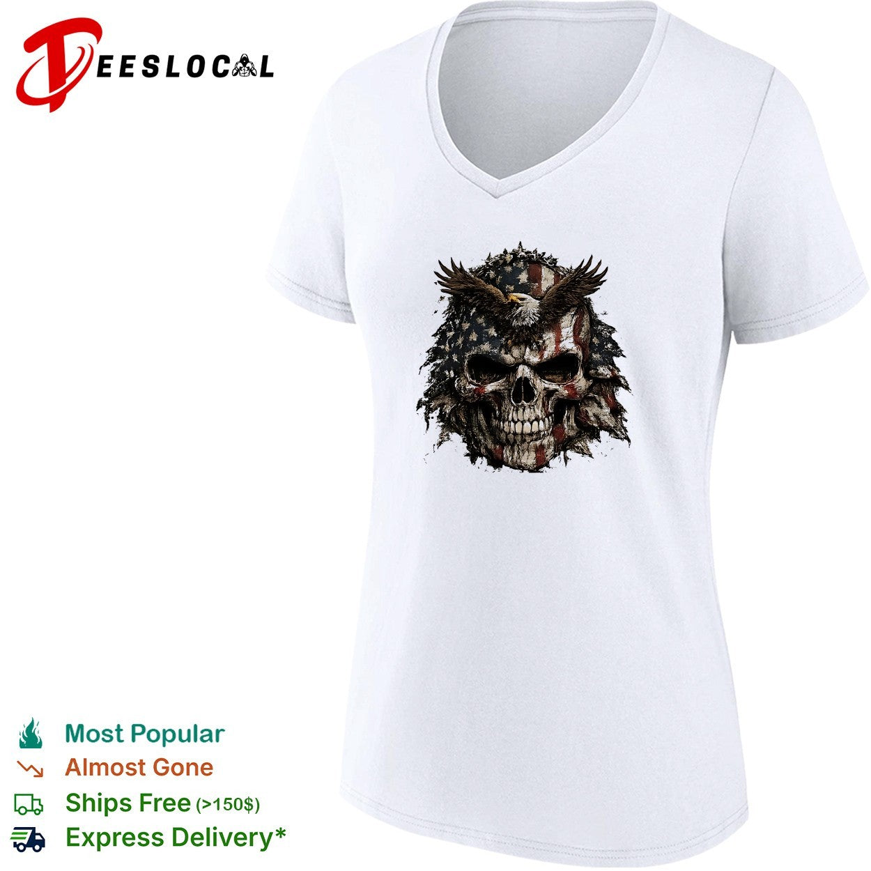 American flag eagle skull shirt