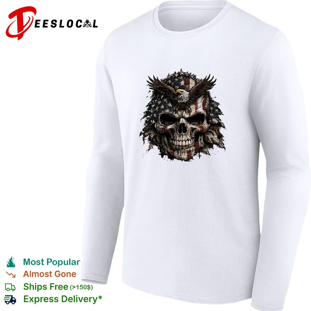American flag eagle skull shirt