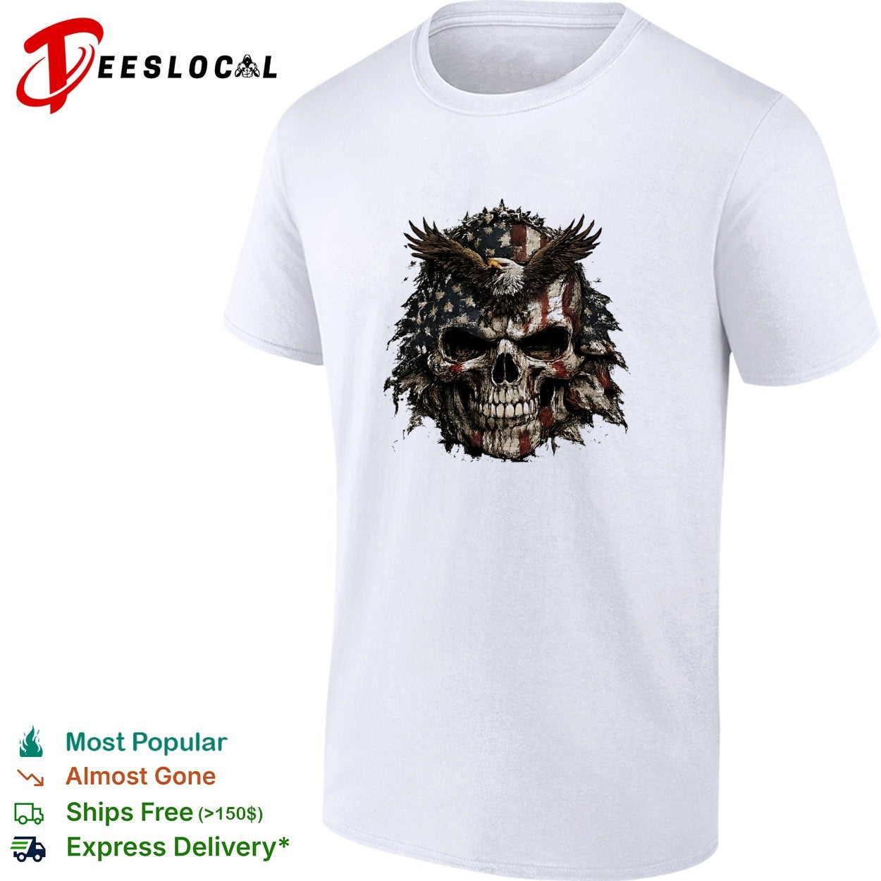 American flag eagle skull shirt