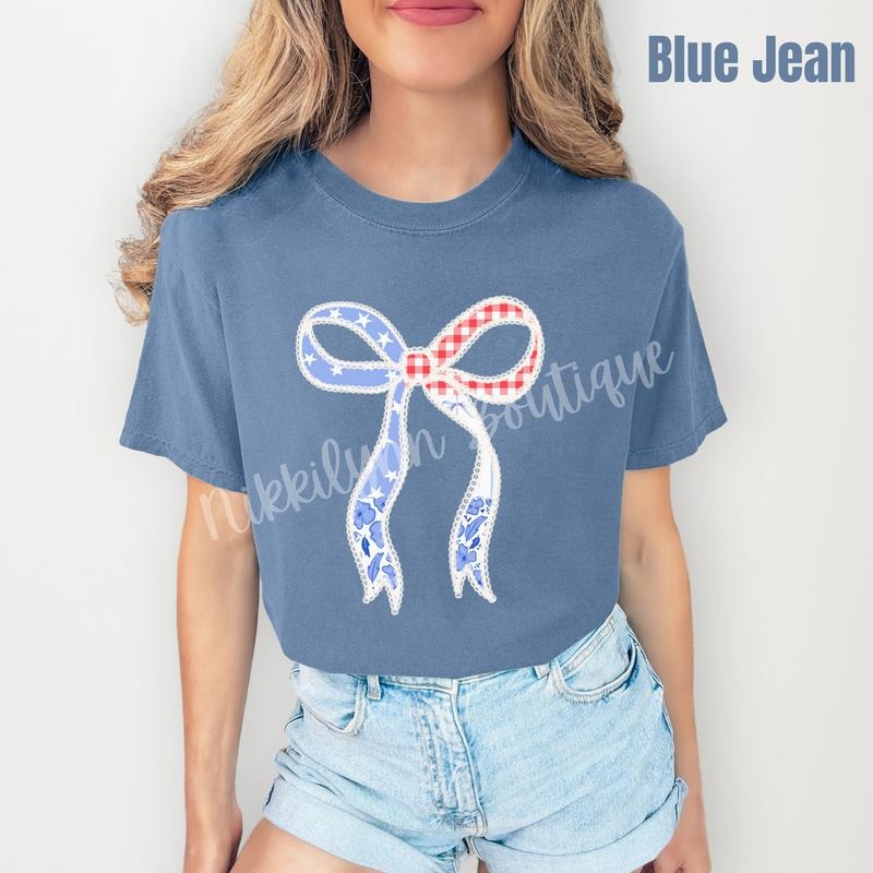 Americana Bow Comfort Colors T-Shirt 'NLB' Hoodie, Sweatshirt | RetroVerseTees.com