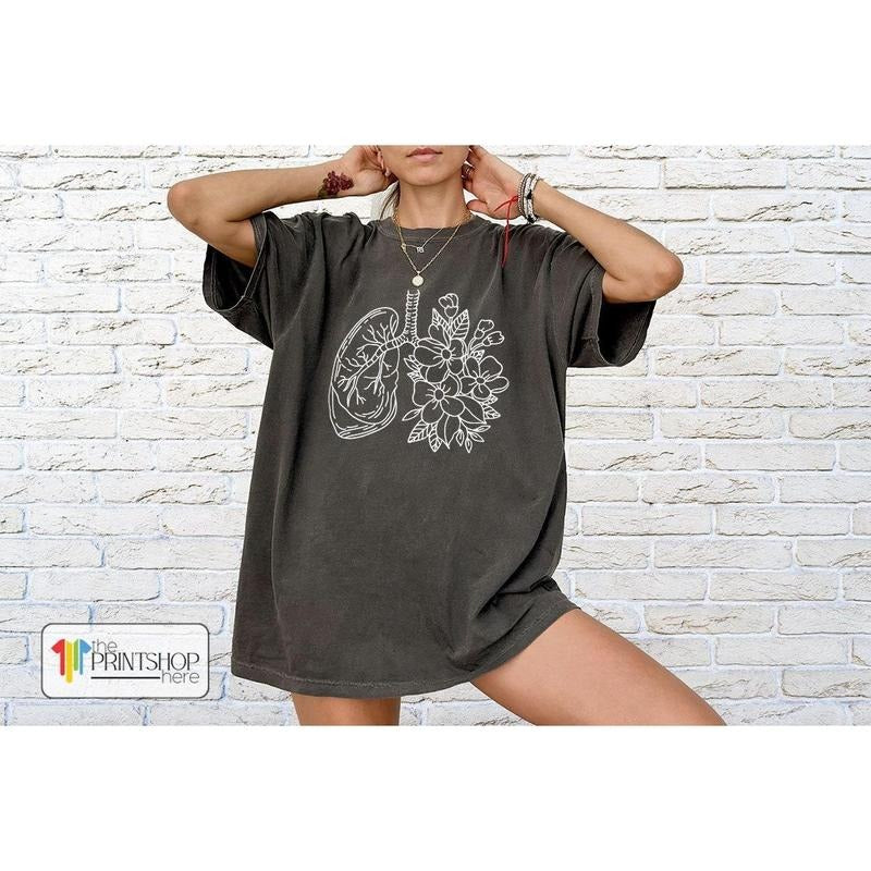 Anatomical Lung Shirt, Therapist Shirt, Floral Lungs Shirt Best Price Hoodie, Sweatshirt | RetroVerseTees.com