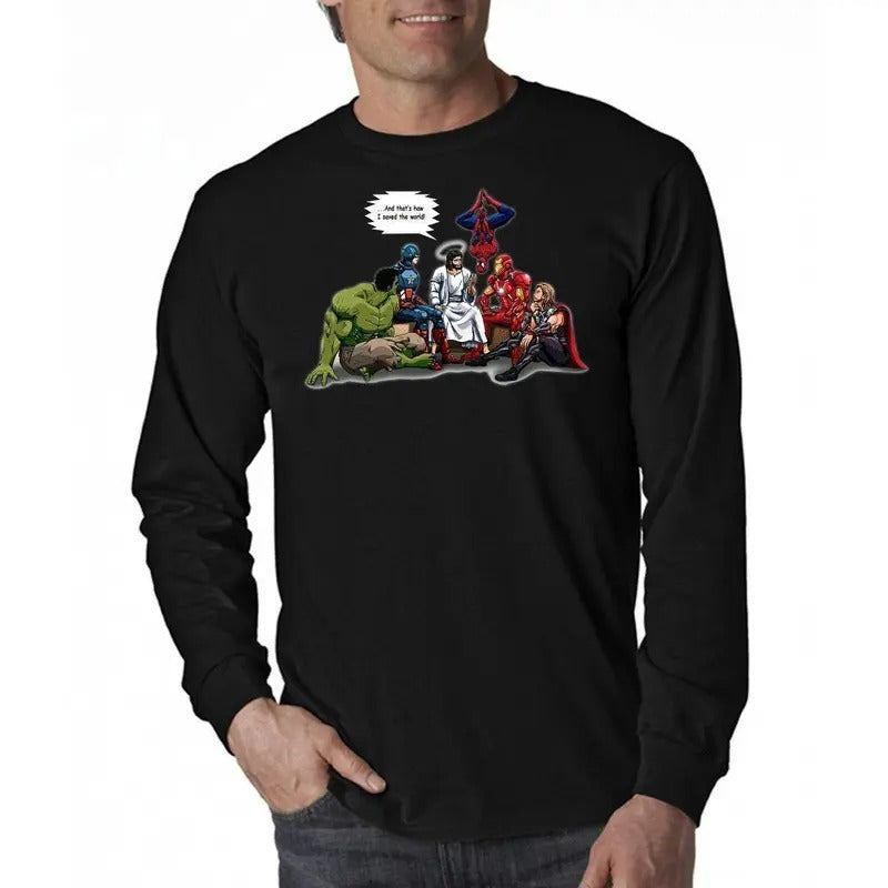 And That's How I Saved The World A - Men's Long Sleeve T-Shirt Hoodie, Sweatshirt | RetroVerseTees.com