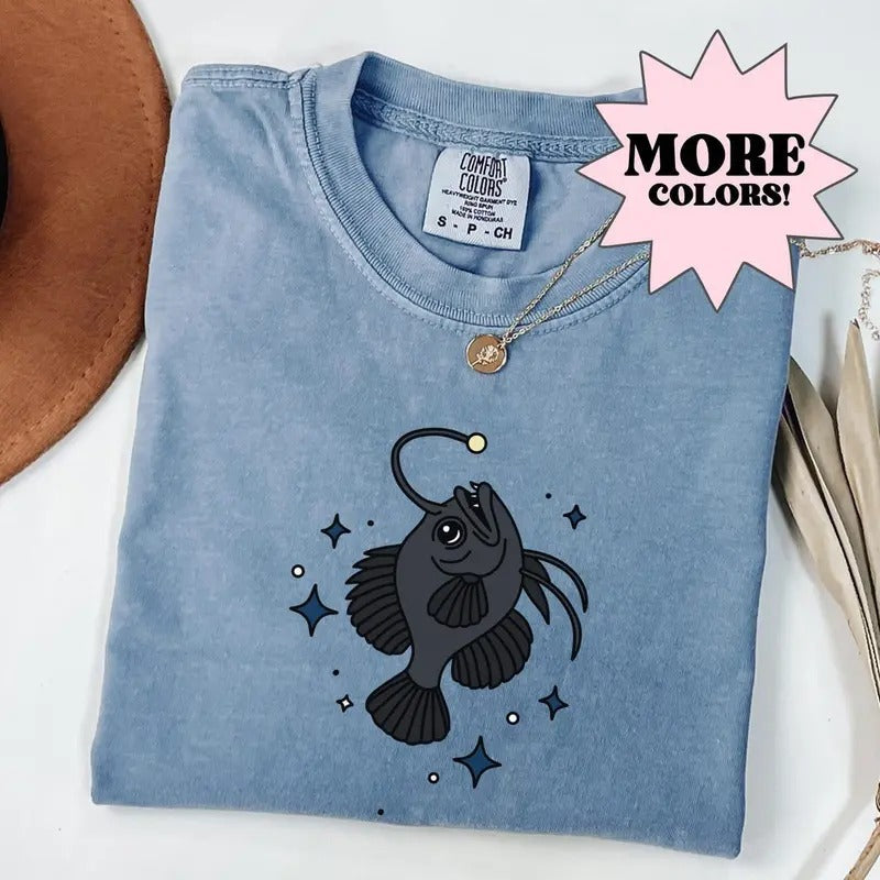 Angler Fish Shirt, Cute Anglerfish Shirt, Marine Life Shirt, Inspirational Shirt, Be The Light Shirt, Fish Shirt, Keep...