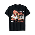 [Anime Cotton Tee] Cotton Anime Ramen T-Shirt - Casual Round Neck, Non-Stretch Fabric, Machine Washable