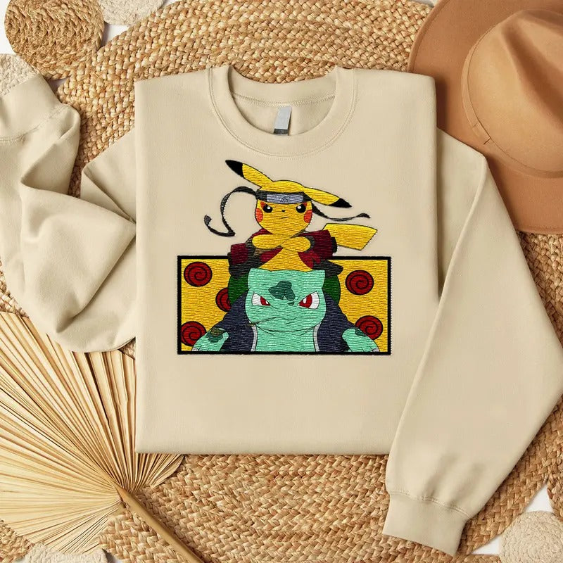 Anime Embroidered Sweatshirt, Anime Embroidered shirt, Manga Shirt, Gift For Fan Hoodie | RetroVerseTees.com