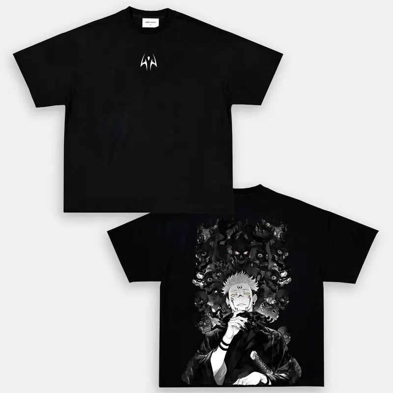 Anime Sukuna Jujutsu Kaisen Anime Double Printed Oversized T-Shirt Unisex Mineral Anime Manga Heavy Cotton T-shirt, Gift...