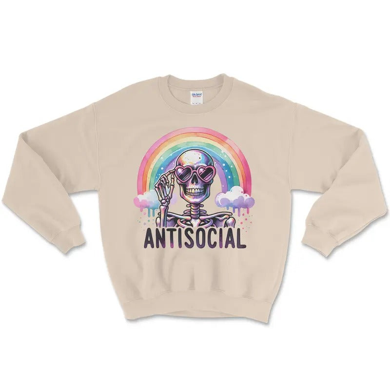 Antisocial Sweatshirt Unisex Casual Classic T-Shirts, Hoodie | RetroVerseTees.com