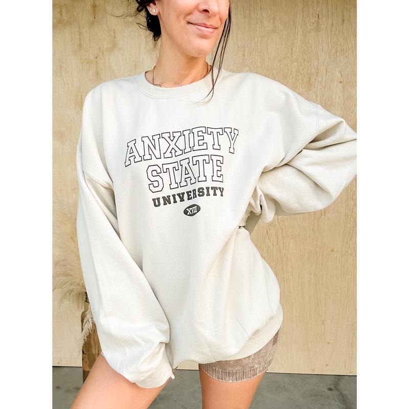 Anxiety State Graphic Pullover T-Shirts, Hoodie, Sweatshirt | RetroVerseTees.com