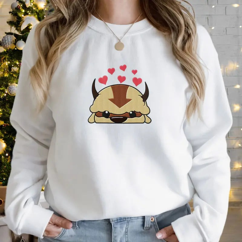 Appa Avatar Embroidered Sweatshirt, Avatar Movie Embroidered T-shirt, Appa Lover Embroidered Tee Hoodie | RetroVerseTees.com