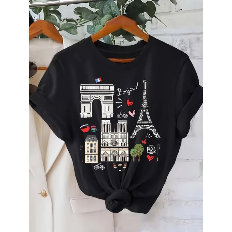 Architectural Pattern Printed Women'WB shield T-Shirt - Summer Women'WB shield Casual, Fashionable, Comfortable, FOG,...