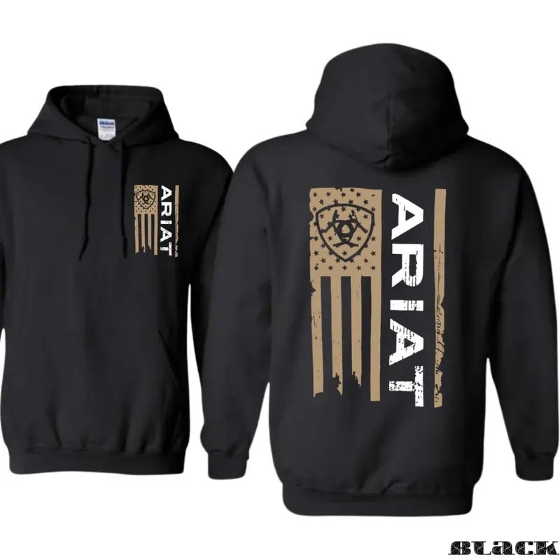 Ariat Hoodie, Classic American Flag Design with Bold Ariat Logo, Perfect for Western Lifestyle Enthusiasts, Comfortable...