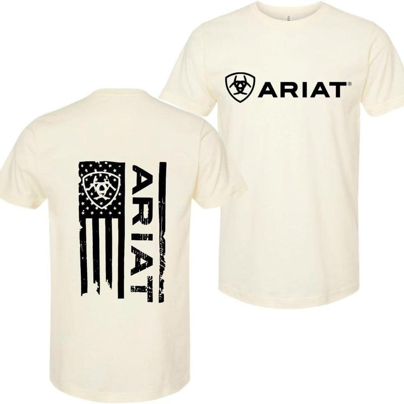 Ariat T-shirt, Ariat Classic America Flag T-shirt, Cowboys Style Ariat Shirt, Vintage Ariat Shirt For Cowboy, Geometric...