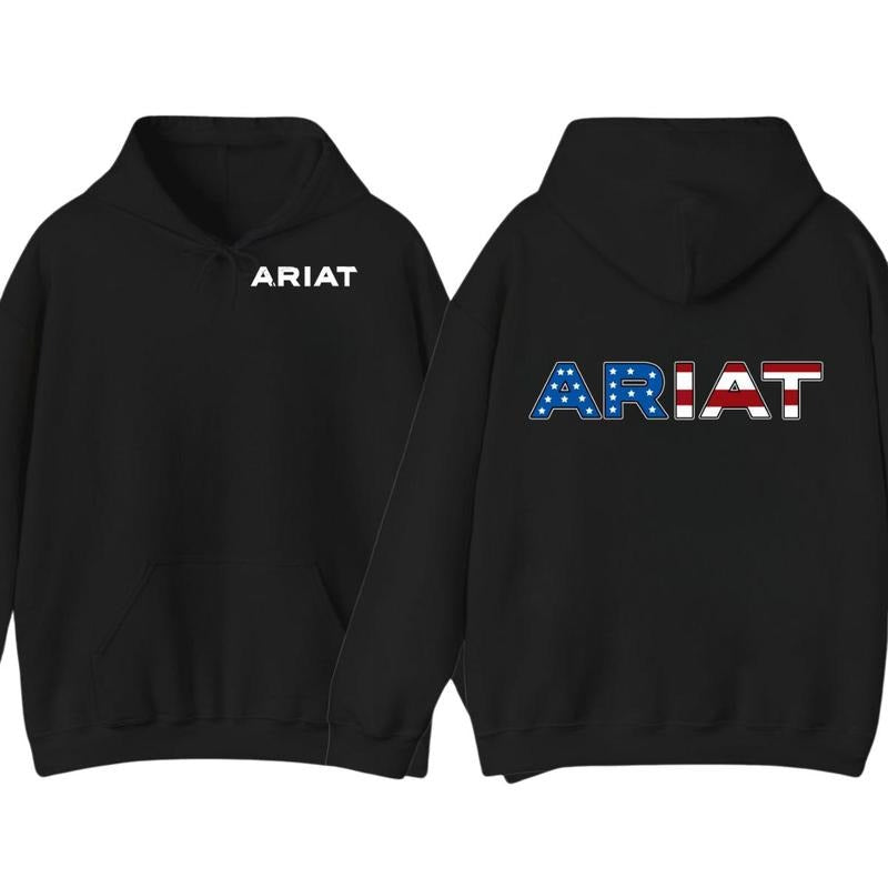 Ariat USA Flag Logo Hoodie, Men and Women's American Flag Style Hoodie for Outdoor Activities and Daily Fashion Hoodie,...