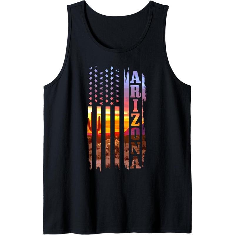 Arizona American Flag Pride Landscape Cactus Patriotic Gift Tank Top made in USA T-Shirts, Hoodie, Sweatshirt