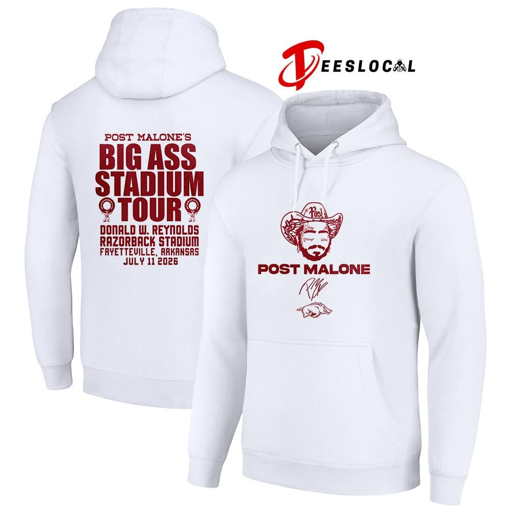 Arkansas Razorbacks x Post Malone Big Ass Stadium tour portrait signature shirt