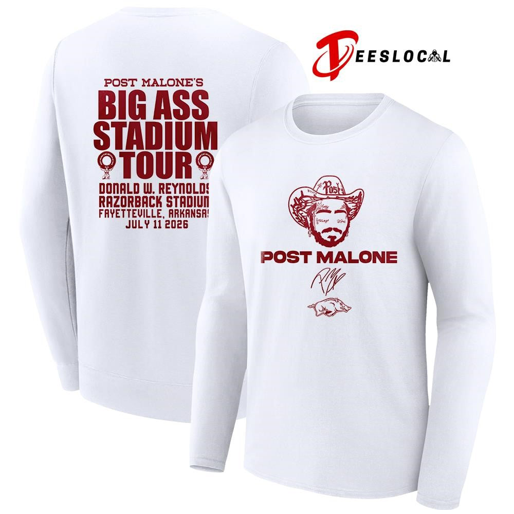 Arkansas Razorbacks x Post Malone Big Ass Stadium tour portrait signature shirt