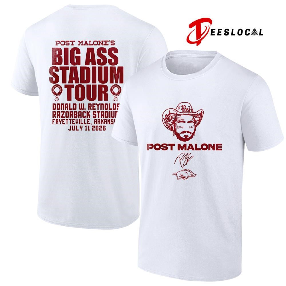 Arkansas Razorbacks x Post Malone Big Ass Stadium tour portrait signature shirt