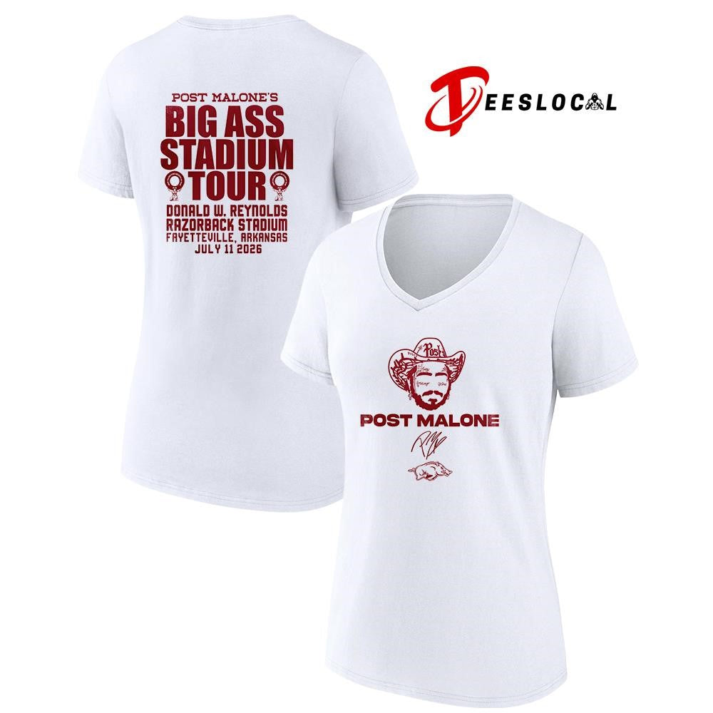 Arkansas Razorbacks x Post Malone Big Ass Stadium tour portrait signature shirt