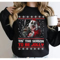Art The Clown Tis' The Season To Be Jolly Christmas Sweater, Terrifier Funny Santa T Shirt, Terrifier 3 Sweatshirt, Scary...