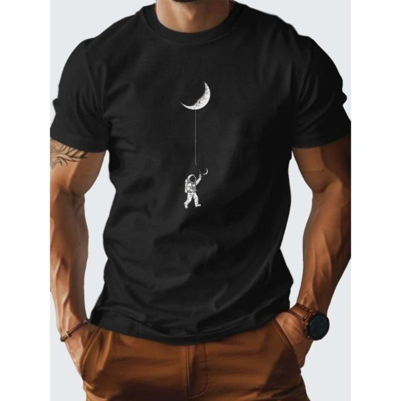 Astronaut Kite Moon Design pure cotton men's T-shirt comfort fit Made in USA Hoodie, Sweatshirt | RetroVerseTees.com