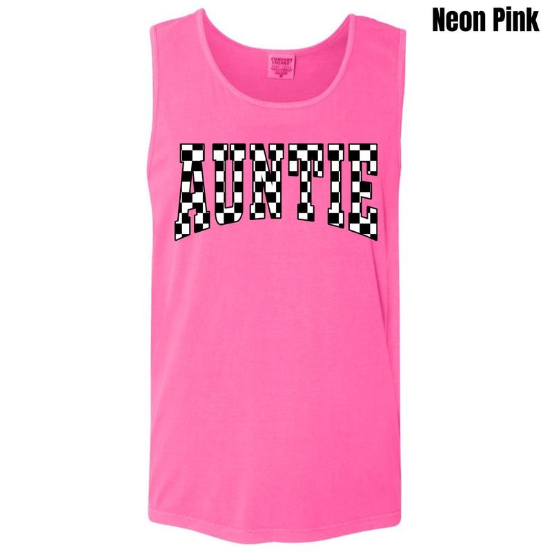 Auntie Black Checker Comfort Colors Tank Top 'NLB' T-Shirts, Hoodie, Sweatshirt | RetroVerseTees.com