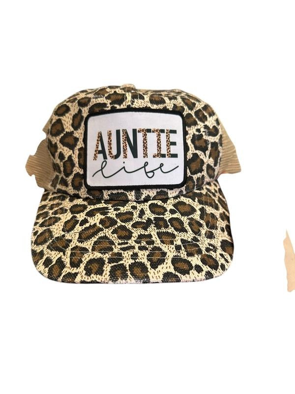 Auntie Life High Ponytail Baseball Cap - Leopard Print Messy Bun Hat T-Shirts, Hoodie, Sweatshirt | RetroVerseTees.com