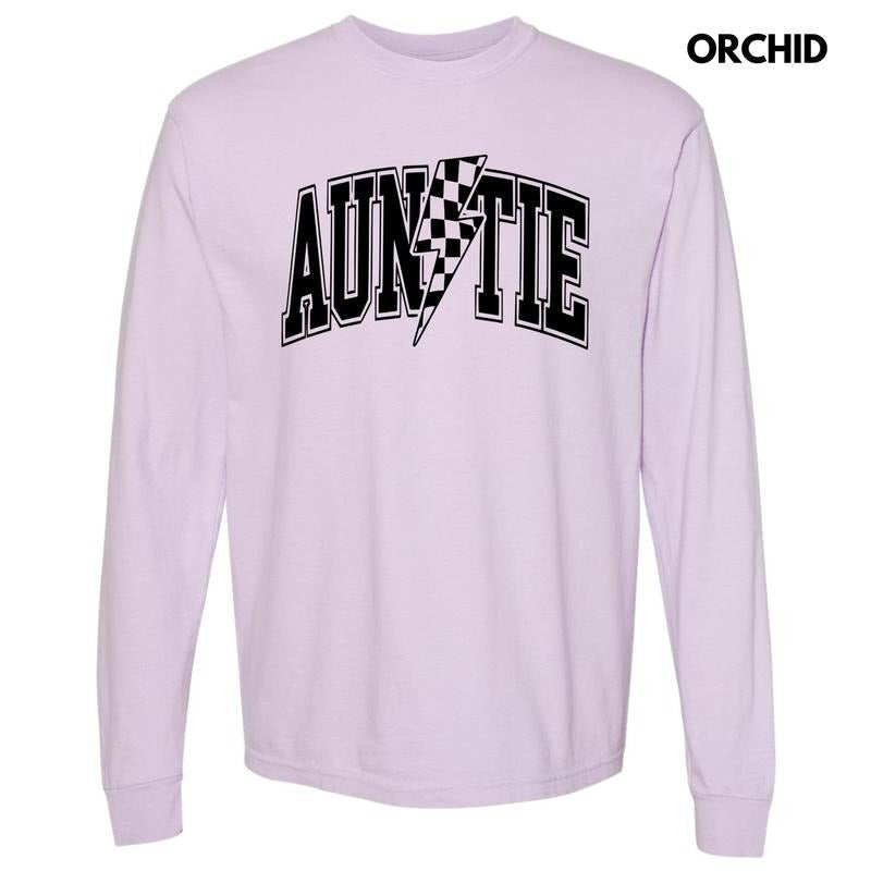 Auntie Lightning Bolt Long Sleeve Comfort Colors T-Shirt 'NLB' Hoodie, Sweatshirt | RetroVerseTees.com