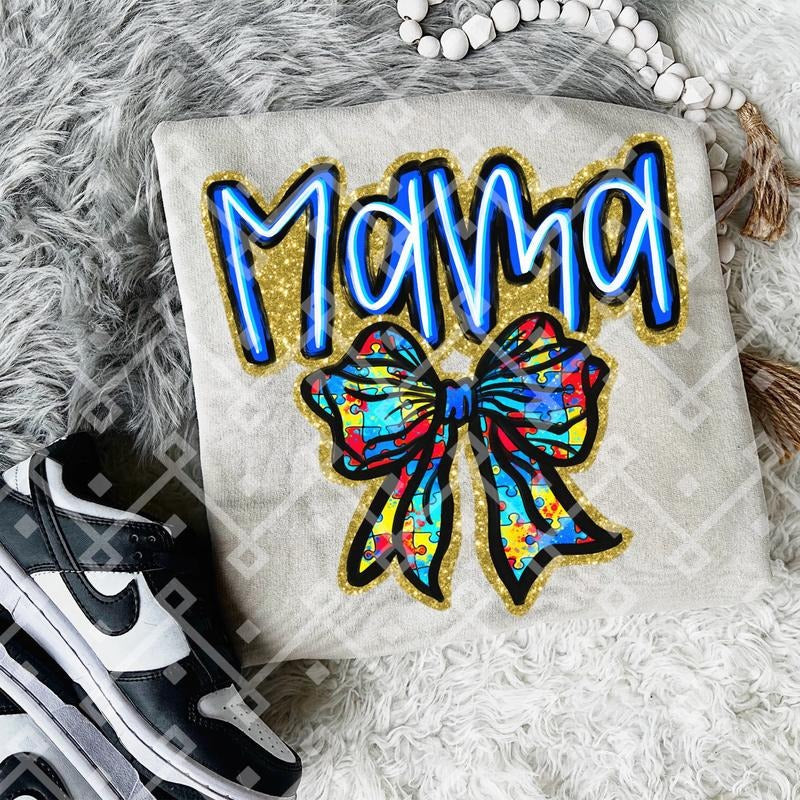 Autism Mama Bow DTF Transfer - THIS IS NOT A SHIRT Hoodie, Sweatshirt | RetroVerseTees.com