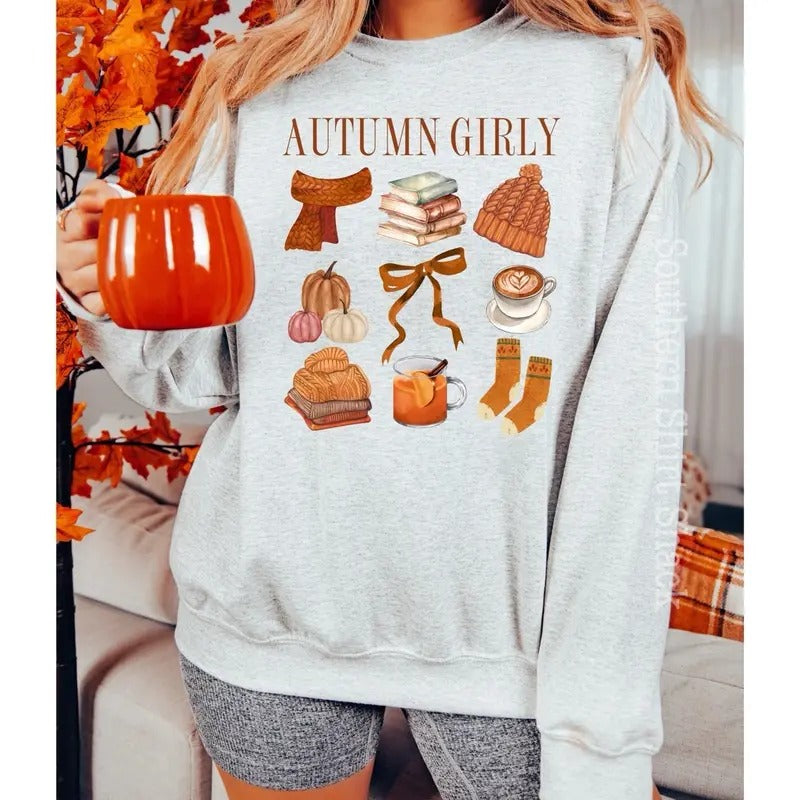 Autumn Girly Sweatshirt T-Shirts, Hoodie | RetroVerseTees.com