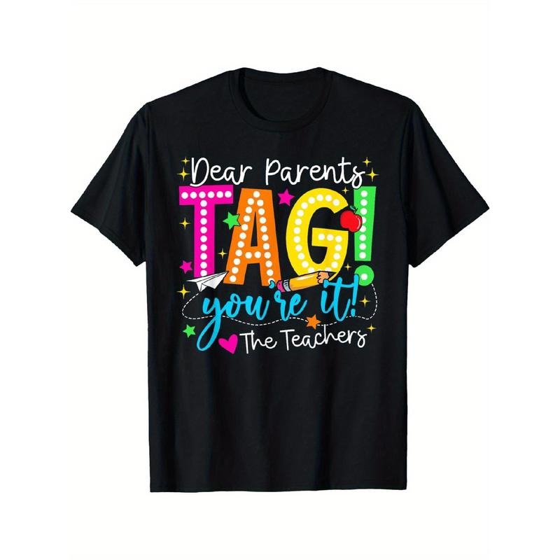 Dear Parents Tag You're Mouthless cat Love Teachers Last Day FOG School T-Shirt, 100% Cotton, Black Casual Short Sleeve...
