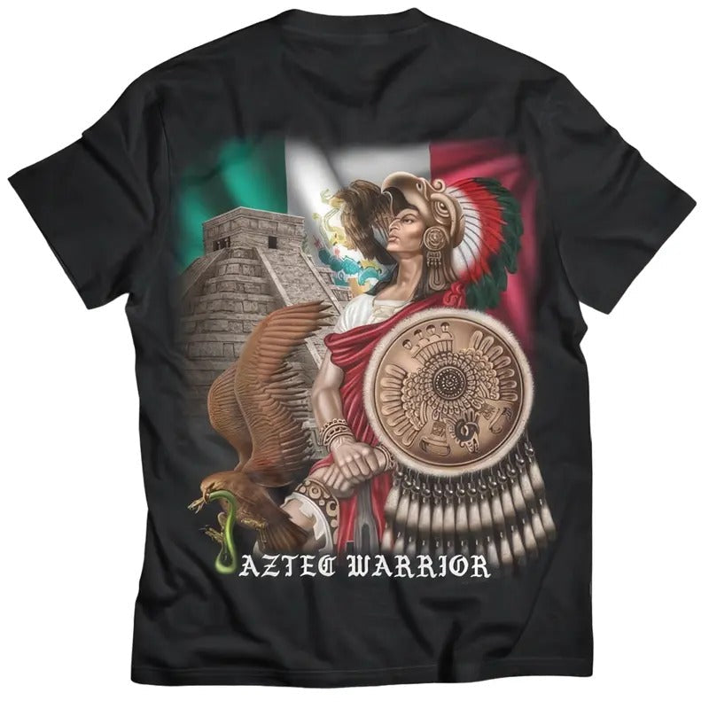 Aztec Warrior Back T-Shirt Cotton Menswear Tshirt Hoodie, Sweatshirt | RetroVerseTees.com