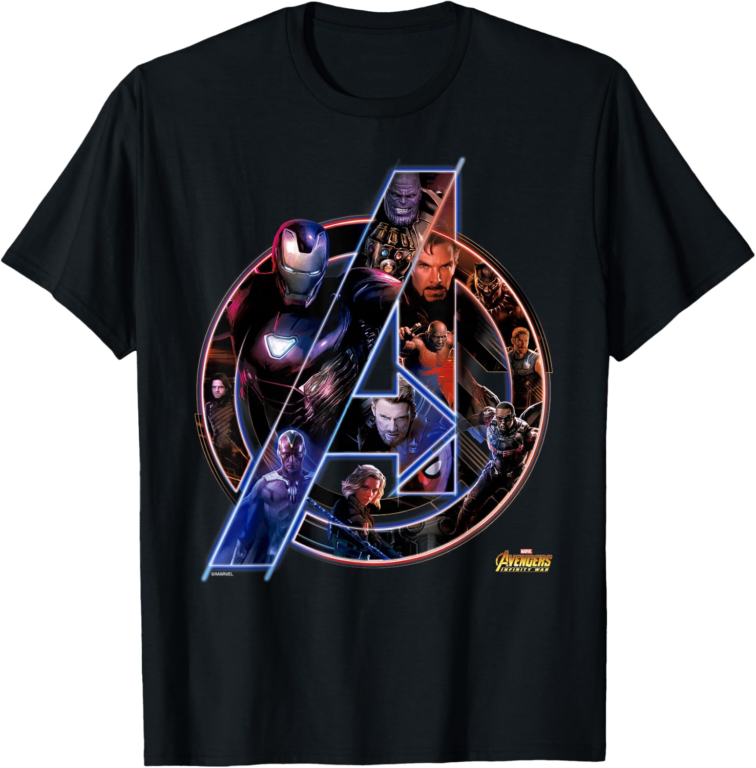 Avengers Infinity War Neon Team Short Sleeve T-Shirt