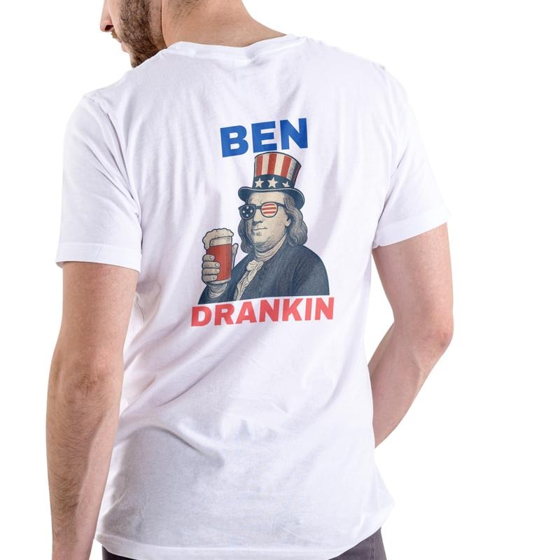 BEN DRANKIN Funny July 4, Patriot Graphic Tee, Unisex, Cotton Hoodie, Sweatshirt | RetroVerseTees.com
