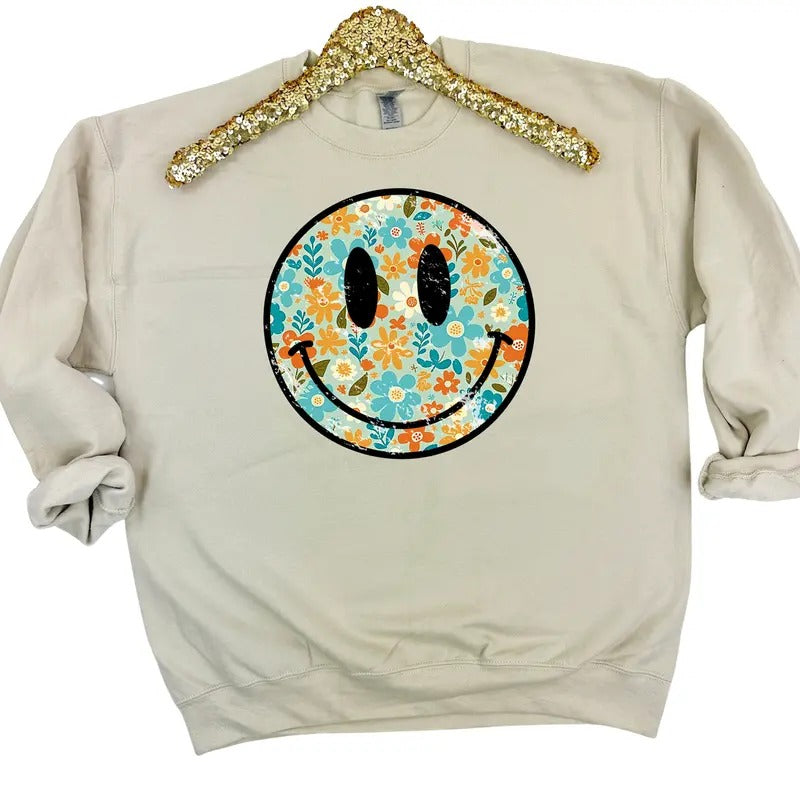 BOHO Happy Face Sweatshirt 'NLB' T-Shirts, Hoodie | RetroVerseTees.com