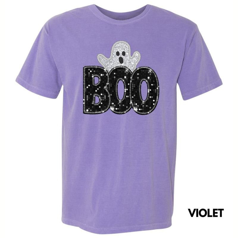 BOO & Ghost FAKE Glitter Comfort Colors T-Shirt 'NLB' Hoodie, Sweatshirt | RetroVerseTees.com