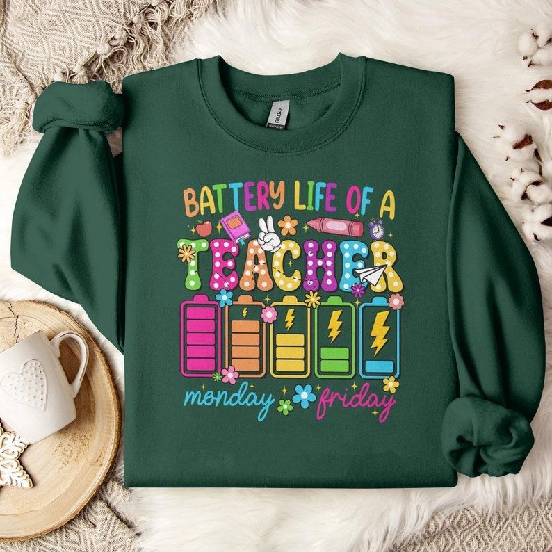 Back To School Tour Retro Back to School Hoodie, Kindergarten, First Day Of School, Battery life of a Teacher Shirt,Funny...