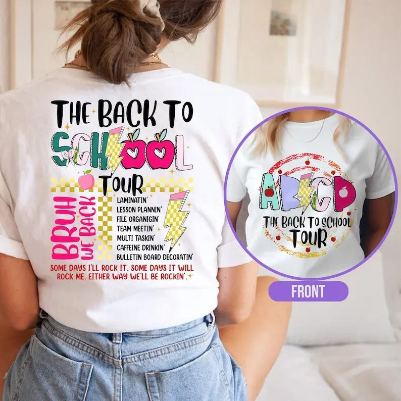 Back To School Tour Retro The Back To School Tour Sweater, Teacher Gift, ABCD Teacher Sweater, Kindergarten Teacher...