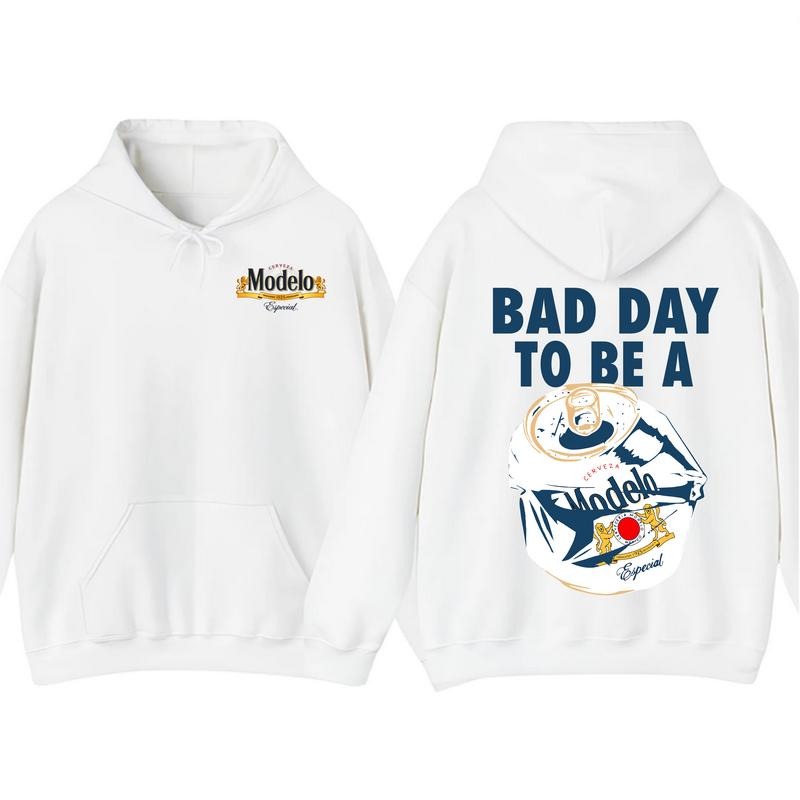 Bad Day to Be a Modelo Especial 2 Sided Hoodie and T-Shirt, Funny Beer Graphic Tee for Men and Women, Casual Streetwear...