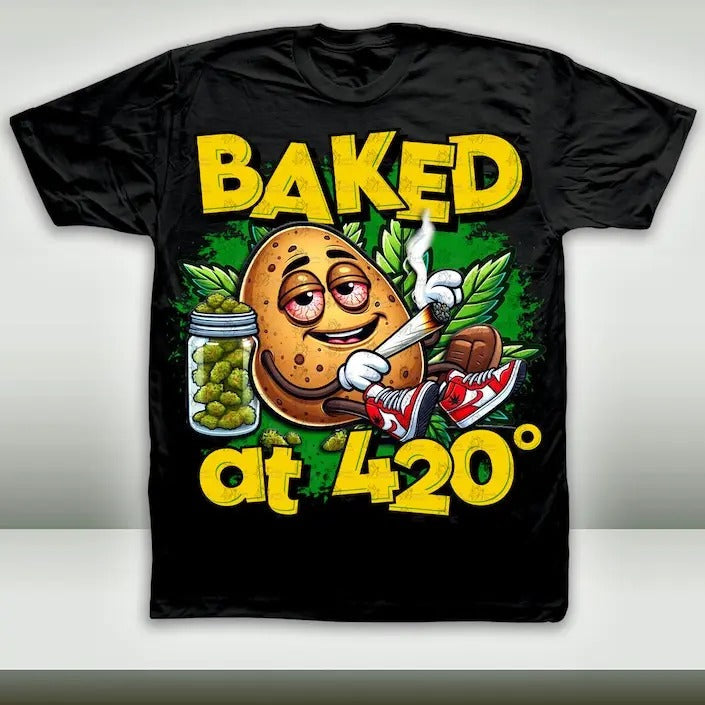 Baked 420 Graphic T-Shirt, Baked at 420 T-Shirt, Gifts Hoodie, Sweatshirt | RetroVerseTees.com