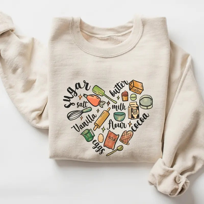 Baker Sweatshirt, Unisex Cotton Crewneck Sweater for Baking Lovers - Fabric Classic Menswear T-Shirts, Hoodie