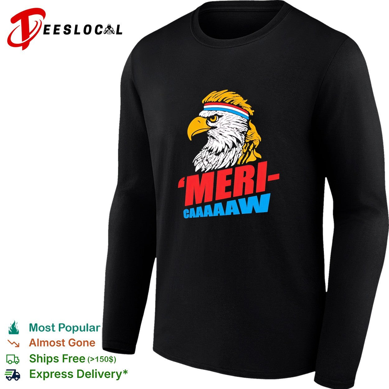 Bald eagle ‘Mericaaaaaaw patriotic mullet headband shirt